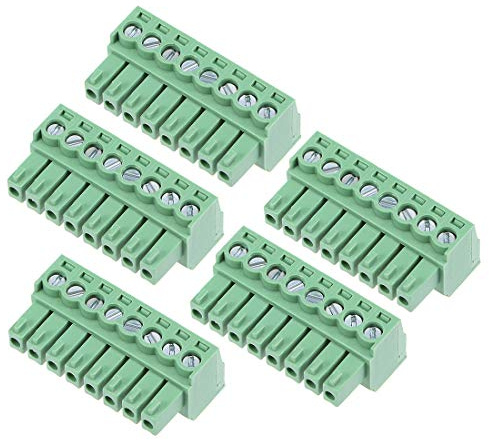sourcing map 5 Stück Tonhöhe 8PSitz Einschub PCB Klemmschiene Stecker Grün AC300V 8A 3.5mm de