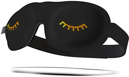 SMUG 100% Blackout Sleep & Eye Mask | Eyelash Extension Friendly | Eye Masks for Sleeping | Sleep Masks for Women & Men | Straps for Dream Comfort & Adjustability | Black Wink