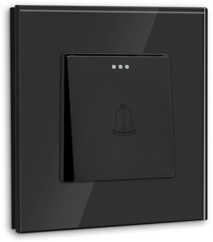 BSEED Doorbell Push Button Switch Crystal Glass Panel Wall Switches 10A 250V Door Bell Black
