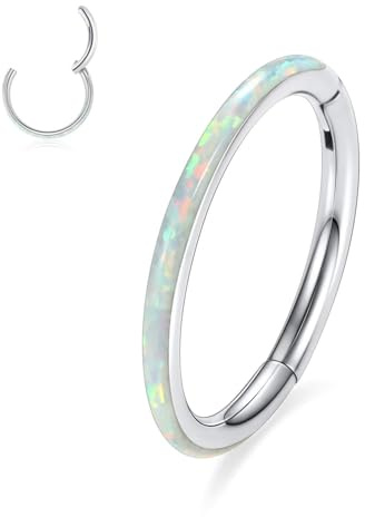 Opal CZ Conch Hoop Ring Septum Schmuck Türkis Nahtloser Clicker Ring Daith Ohrringe Chirurgischer Stahl Turm Tragus Conch Piercing Schmuck Kleiner Hoop Ohrring Nasenring 20G 18G 16G 14G 12G