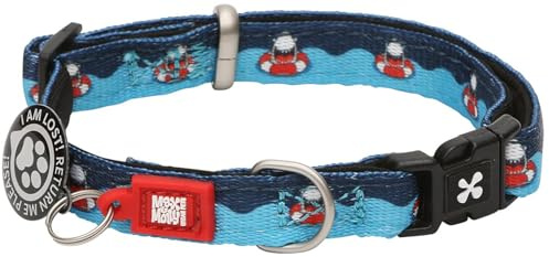 Max & Molly Smart ID-Hundehalsband, Neopren, gepolstert, mit personalisiertem Haustierprofil, wasserdicht und maschinenwaschbar, Halsbänder für kleine Hunde (Halsumfang 22.9–35.6 cm) Frenzy der Hai