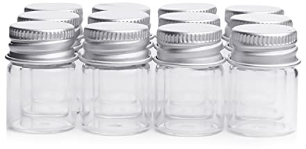 25PCS 5ml Bouteilles en Verre Clair Bouteille De Bonbons avec Aluminium Vis Top Vide Bocaux Échantillons Flacons pour Épices Herbes Petits Articles Stockage