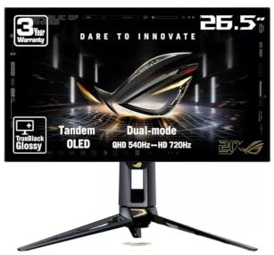 ASUS ROG Swift PG27AQWP-G 27 Zoll QHD 540Hz Tandem OLED Gaming Monitor | Dual Mode FHD 720Hz, OLED Care Pro, TrueBlack Glossy, G-SYNC, Neo Proximity Sensor, 0.02ms, DisplayHDR 500, für PS5