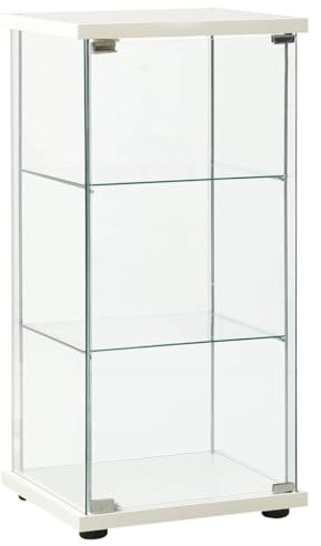 vidaXL Vitrine Hartglas Weiß