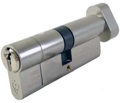 UAP Thumb Turn Euro Cylinder Lock with Anti-Snap & 3 Keys - 1-Star Kitemarked Door Lock Barrel for Home Security - Fire-Rated with Easy-Grip Design for Elderly Use (70mm 35/35) (Nickel)