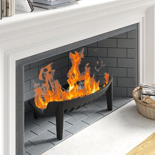 VD® Premium Victorian Bowed Front Cast Iron Fire Grate with 4 Legs Elegant Standing Fireside,to Suit Fireplace Opening Size of 16 inches Open Fireplace Solid Fuel Heavy Gauge 10mm Thick Weight 6kg