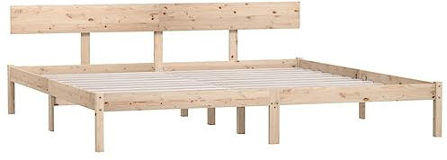 vidaXL Massivholzbett, Bett Holzbett für Schlafzimmer, Bettgestell Bettrahmen mit Lattenrost Kopfteil, Doppelbett Schlafzimmerbett, Kiefer 180x200cm