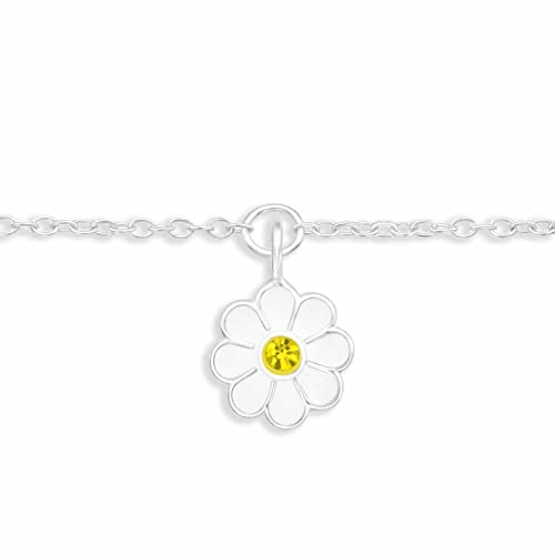 Monkimau Armband Damen Silber mit Sonnen-Blumen Anhänger aus 925 Sterling Silver Bracelet Women Sunflower Charm Armkette Schmuck Geschenke für Kinder Mädchen Frauen