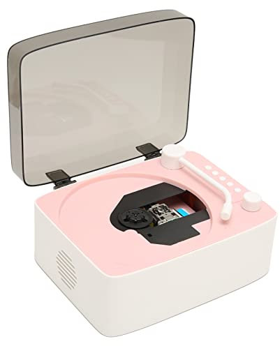 Lecteur CD portable avec Bluetooth, lecteur de musique CD de type plateau gramophone vintage avec haut-parleurs HiFi, USB, prise casque 3,5 mm, batterie 2400 mAh, Boombox audio domestique(Rose)