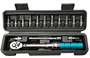 Chiave dinamometrica Chiave dinamometrica Drive 1/4DR 2-14 Nm Chiave dinamometrica per bici Strumenti di riparazione per biciclette Chiave a cricchetto meccanica (dimensioni: 15 pezzi set 2-14 Nm) (c