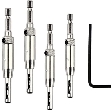 4PCS High Speed Steel Self Centering Hinge Pilot Hole Drill Bit Set, Kit for Door Hardware