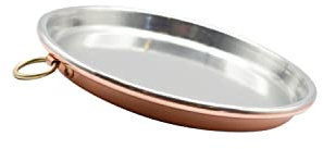 CREARTISTIC Teglia Rame Stagnato per Farinata - Teglia Forno per Pizza, 44 cm diametro - Bordo di 3,5cm - Fatta a Mano - 100% Made in Italy