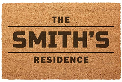 Roseley Personalised Coir Door Mat 40 x 60cm Customised Name Entrance Mat Natural Dirt Trapper Anti-Slip Backing [Design 02]