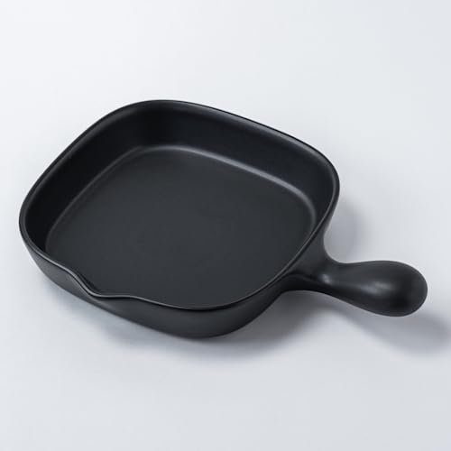 Banko Ware Saji Pottery Direct Flame Grillpfanne, quadratisch, Schwarz