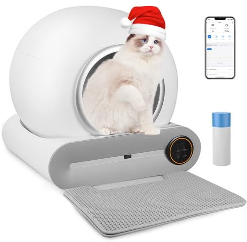 TaFoyu Selbstreinigende Katzentoilette,Automatische Katzentoilette,APP-Steuerung,Platzsparendes Design,ionischer Desodorierer/Gesundheitsmonitor/65L+9L mit großem Fassungsvermögen mit Matte