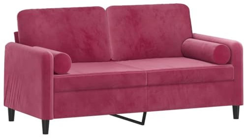 vidaXL 2-sitssoffa med prydnadskuddar vinröd 140 cm sammet, 2-sitssoffa, tvåsitssoffa, 2 sitssoffa, 2-sitssoffor, tvåsitssoffor, 2 sitssoffor