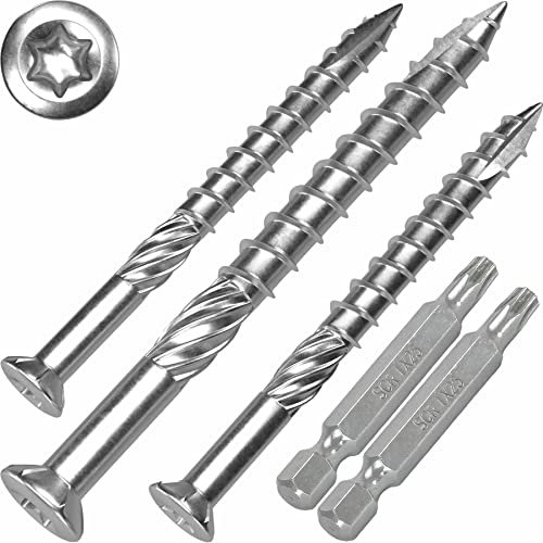 Terrassenschrauben 5 x 40 T-INOX - 1000 Stück Edelstahl gehärtet C1, Torx 25 inkl. Edelstahl Bit - AISI 410 martensitisch