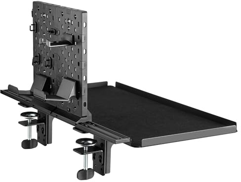 NanoRS RS174 Schreibtisch-Verlängerung mit Stecklafelablage und 60x30,9cm Ablage, Schreibtisch-Erweiterungstablett, bis zu 20 kg belastbar, Kopfhörerhalterung, Befestigung via Tischklemme, Schwarz