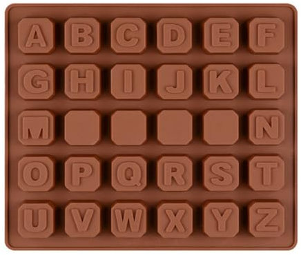 MAXPERKX Silicone 30 Bricks Alphabet Blocks Letters Non Stick A-Z Chocolate Moulds Baking Cake, Cookie, Soap & Ice Cubes Tray Candy Making Mold Wax Melts Gift Words Favours Party Cupcake Sugarpaste
