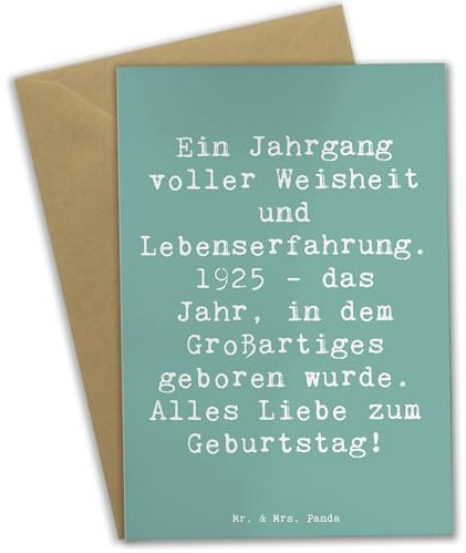 Mr. & Mrs. Panda babykarte Spruch 1925 Geburtstag - Geschenk, einladungskarten, Ein Jahrgang voller Weisheit und Lebenserfahrung, osterkarten, Beileidskarte, Glückwunschkarte, Happy Birthday