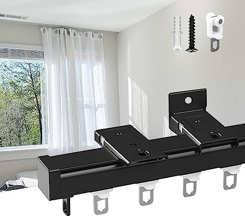 Sistema di binari per tende da esterno per montaggio a soffitto per finestre a bovindo per camper, binario scorrevole bianco nero con aste divisorie guida superiore o laterale per tende
