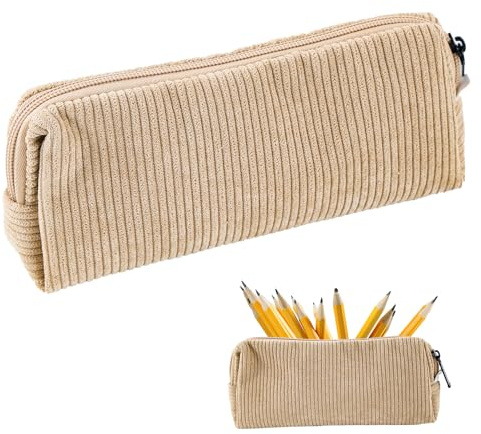 XHYASD Federmäppchen Klein, Mäppchen Cord-Stoff, Stiftemäppchen Mädchen Rosa mit Reißverschluss für Schule, Büro, Kosmetik Organizer (Hellgelb)