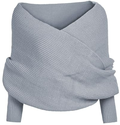 Stola Damen Festlich, Schal mit Ärmeln für Damen, Elegante Hochzeit Schals Stola Festliche Für Abendkleider Schals Stola Festlich Schal Shawl Multifunktionstuch Stola Weicher (Grey, One Size)