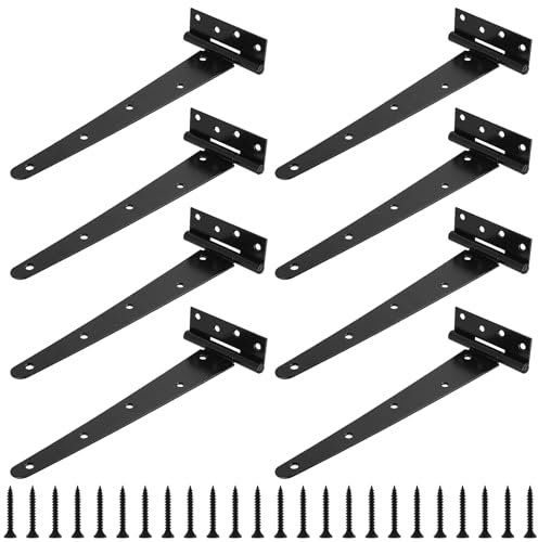 KEILEOHO 8 Stück T Scharniere, Kreuzgehänge Schwarz 300 mm mit Schrauben, T-Förmige Scharniere Klappbar Türscharniere Torband T Bänder, 300 x 115 x 2.5 mm