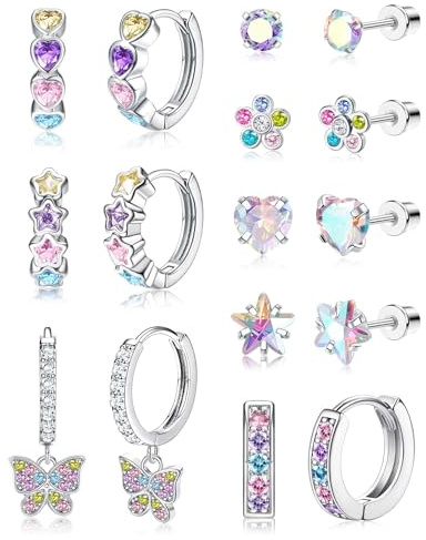 Diamday 8 par allergivänliga örhängen för kvinnor, 316L rostfritt stål, 10 mm, Kubisk zirkonia Rostfritt stål, Kubisk zirkonia