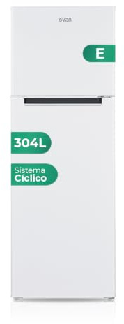 Svan Frigorífico 2 Puertas Blanco SF17601E. Capacidad 304 Litros, Puerta Reversible, Bajo Nivel Sonoro, Eficiencia Energética Clase E