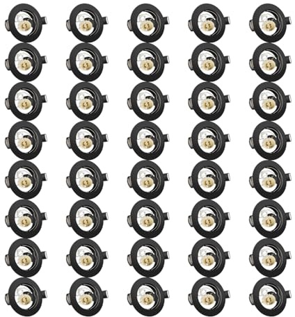 Tofisr Einbaustrahler GU10 Set, Spot Einbaurahmen Rund Matt Schwarz, Lochdurchmesser 55mm-70mm, Einbauleuchte Einbaurahmen Optik, Inkl. GU10 Fassung für LED oder Halogen(50mm-Lampen), 40 Stück
