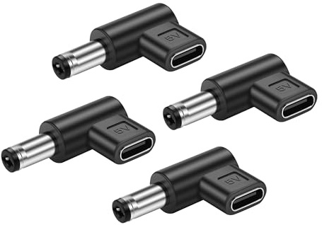 PNGKNYOCN DC 5.5 x 2.1mm to USB C Adapter (4-Pack) - 90 Degree Power Charging Adapter for Mobile Phone, Router, Mobile Power Supply