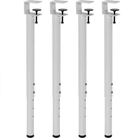 Verstellbare F-förmige Tischbeine für Arbeitstisch, Couchtisch und Bartisch, einfache Montage, kein Bohren, Set mit 4 weißen Beinen, höhenverstellbar, 65 x 95 cm, stabile Arbeitsplattenstützbeine