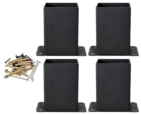 Folpus Ensemble de Supports de Poteaux de Support En Métal, Taille Intérieure 3,8 X 3,7 Pouces avec Vis pour Clôture et Boîte Aux Lettres, 4 Pièces