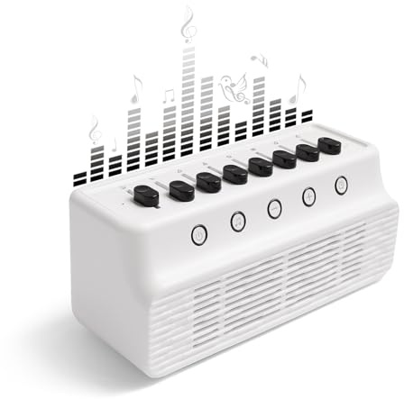 Shiawase Machine à Bruit Blanc, 8 Options de Mixage de Sons de la Nature White Noise Machine, Fonction Mémoire Bruit, Musique pour Dormir pour le Sommeil des Adultes et Bébés (Blanc)