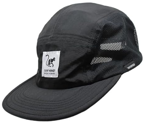 Surf Monkey sportmössa med 5 paneler, löpning, återvunnen polyester, vattentät, fluorinfri DWR, för vuxna, svart, one size