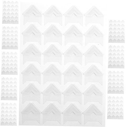 Housoutil 10 Blatt Aufkleber für Fotoecken fotoaufkleber Fotokleber-Ecken Fotoecken für Tagebücher Fotomontage Bilder Schrott Album Kratzbuch selber Machen Eckenschutz für Fotos Papier Weiß