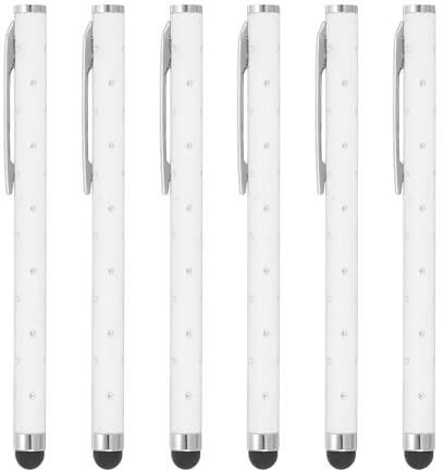 PATIKIL 6 Pezzi Penna Stilo Per Schermi Touch Cristallo Metallico Bianco | Per Dispositivi Touchscreen Telefoni Tablet Laptop, Ad Alta Precisione, Penna Capacitiva