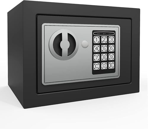 Emirates Living Digital Safe Box for Home, Office & Hotel, Metal Security Safe with Keypad & Emergency Keys, Password Lock Safe for Cash, Jewellery, Passport & Documents, Black