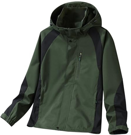 Mrat Men's Jacket Waterproof Outdoor Lightweight Windproof Climbing Hiking Coat Softshell Raincoat Hooded Long Sleeve Zipper Jackets with Pockets Breathable Soild Color Running Walking Jacket Travel