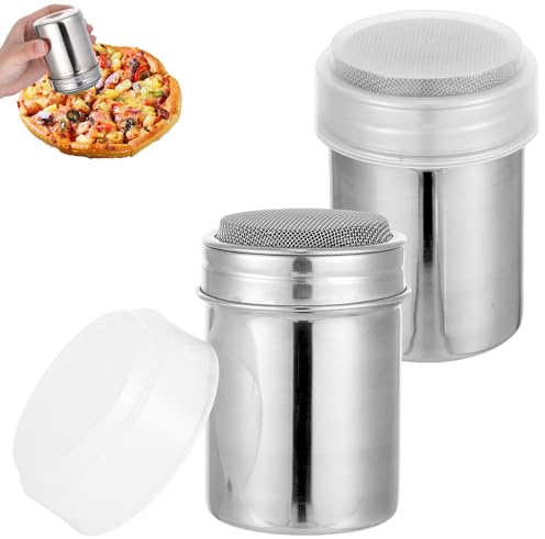 2 spargitore per zucchero a velo con coperchio, spargicacao per cappuccino e zucchero a velo, in acciaio inox, macina per zucchero a velo matcha, shaker per zucchero a polvere, accessori per caffè