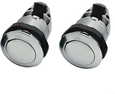 URPIZY 2 serrature a bottone nere per porte verticali con design senza chiave, chiusura in plastica ABS resistente alla corrosione, per cassetti di mobili, camper e yacht (cromato)