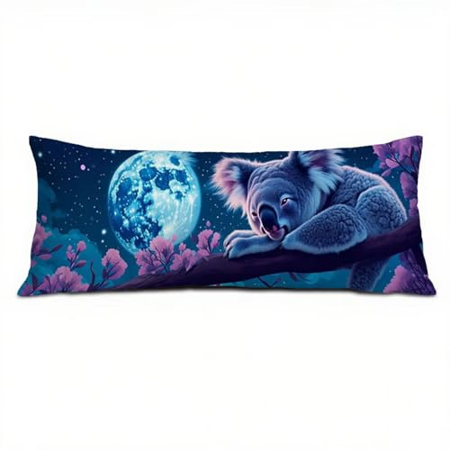 Federe Cuscino Letto 30 x 90 cm, Cuscini per Divano in Lino Cotone Morbida e Traspirante, Luna Copricuscino Letto con Cerniera Invisibile Federe Cuscini per Decorativi Camera da Soggiorno Koala Q-352