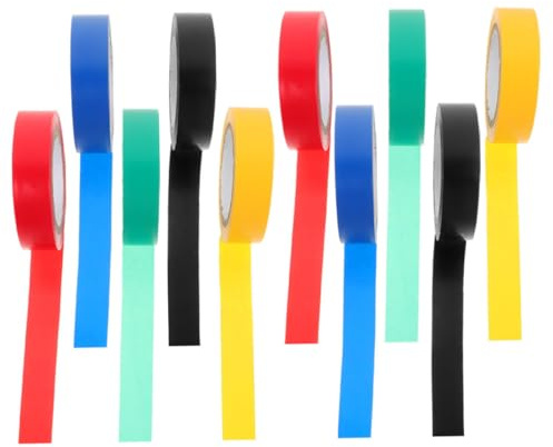 MAGICLULU 10 rollos Cinta Aislante Eléctrica de Alta Adhesión Resistente Altas Temperaturas de Coloridos para Uso Interior y Exterior para Identificación y Organización de Cables