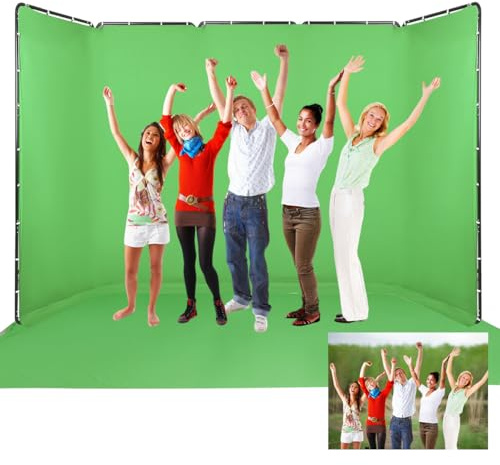 GSKAIWEN 2,4 x 5 m, Profesional, portátil, Gran Fondo Chromakey Verde con Marco, Sistema de Soporte para fotografía de Estudio de vídeo, transmisión en Directo, Fiestas, escenarios