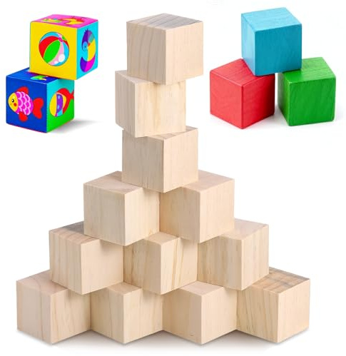 Zocipro 12 Stück Holzklötzchen zum Basteln 50x50x50mm, Bauklötze zum Bemalen für Babyparty, Holzwürfel Kindergeburtstag Basteln, Holz Würfel für DIY Malen, Handwerk & Dekoration Zahlen | Holzklötze für Handarbeit, Malerei, Dekoration, Handwerk, Zahlen