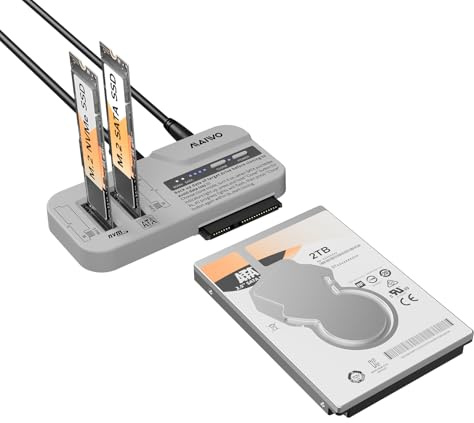 MAIWO M.2 NVMe & 2.5/3.5 SATA SSD HDD Cloner, estación de clonación de 10 Gbps para SSD M.2 y SATA de 2.5/3.5 pulgadas, adaptador lector de disco duro USB C duplicador, clonación sin conexión