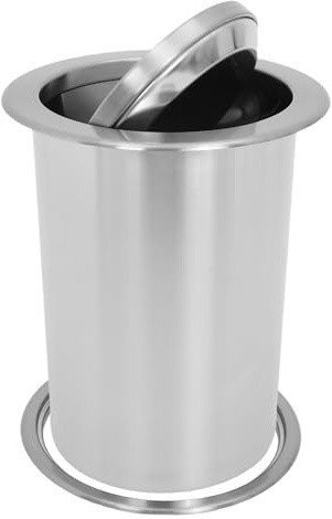 LABRIMP Cubo De Basura Con Tapa Y Conducto Integrado Para Encimera De Cocina Cubo De Basura Empotrable Papelera De Acero Inoxidable Color Plata