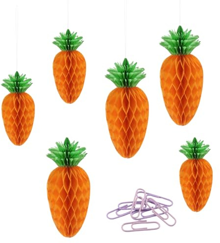 OMIGA 6 Pezzi Carote di Pasqua da Appendere Addobbi Pasquali in Carta Decorazioni Pasquali per Interne ed Esterne Primavera Albero di Pasqua Carta Pasquale