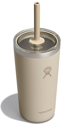 Hydro Flask All Around Tumbler Clear Straw Lid, Insulated Travel Mug, Insulated Coffee Cup 20 Oz Oat